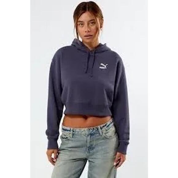 NWT Puma Better Classics Cropped Hoodie Womens Size M in Black - Picture 3 of 13